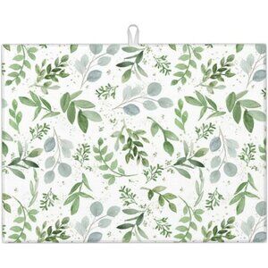 Sage green dish drying mat absorbent microfiber kitchen counter protector large